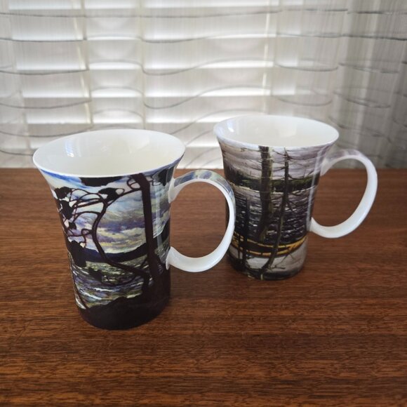 VTG McIntosh Tom Thomson Mugs Set of 2, Fine Bone China The Canoe and West Wind - Picture 1 of 9